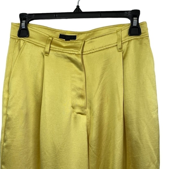 ATM Anthony Thomas Melillo Satin Pintuck Wide Leg Chartreuse Trouser Size 2 NWT - Picture 2 of 9